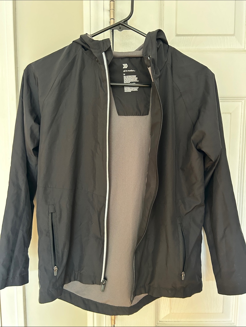 all in motion Men's Black Hooded Windbreaker Jacket
